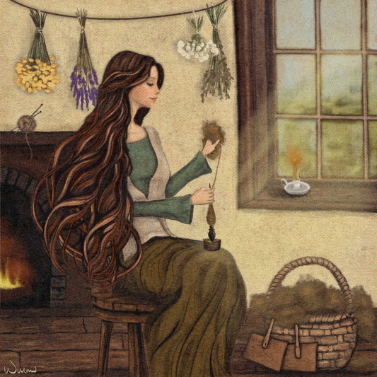 The Moon Goddess Spinner - Fine Art Print - Watercolor